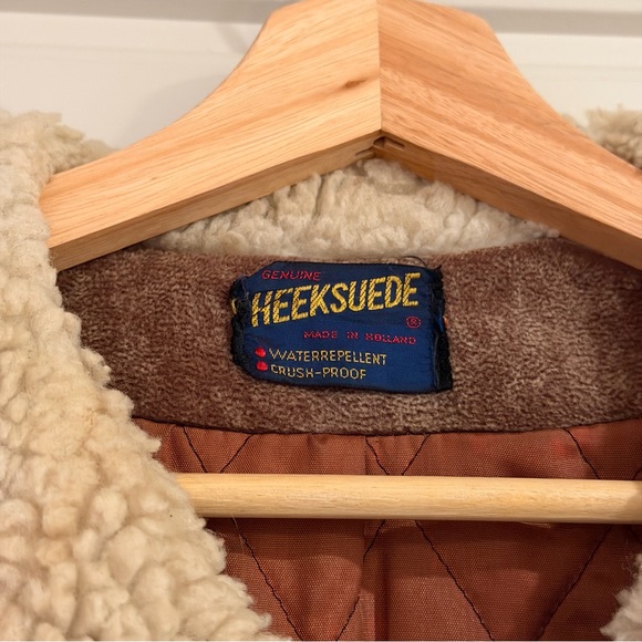 Vintage Heeksuede Brown Shearling Double-Breasted Coat Size Medium - Picture 2 of 8